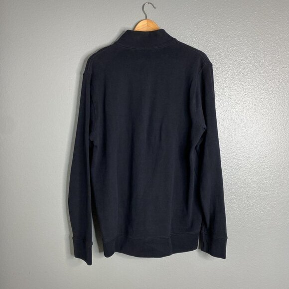 Land's End L/T 42-44 Men's 1/4 Zip Ribbed Pullover Solid Black Mock High Neck - Picture 5 of 5